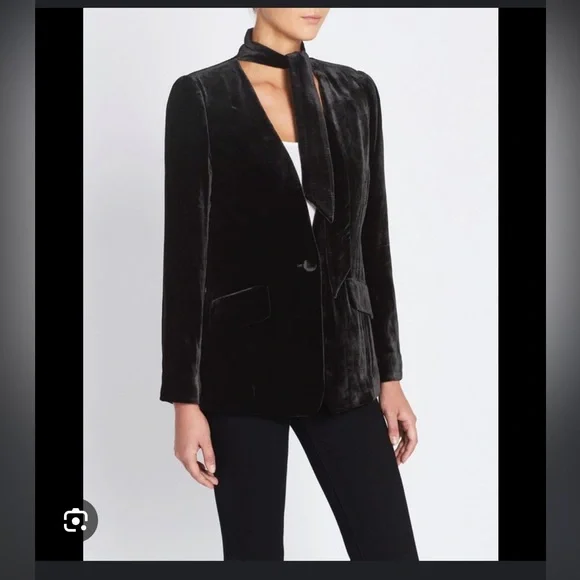 FRAME Velvet Neck Tie Blazer - Picture 13 of 16